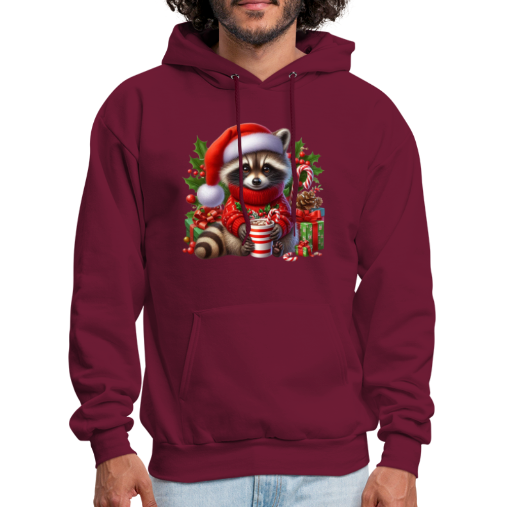 Christmas Cute Feral Raccoon Hoodie - burgundy