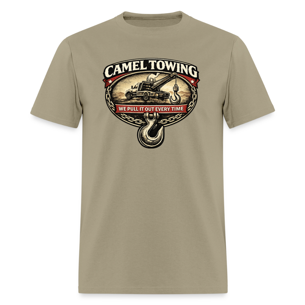 Camel Towing Funny Adult Humor T-Shirt Color: Khaki