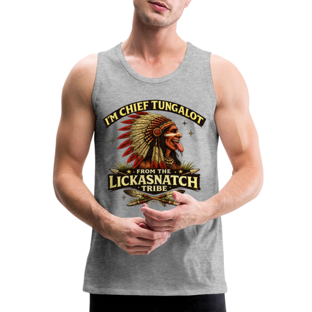 Chief Tungalot Lickasnatch Tribe Funny Tank Top Color: Royal Blue