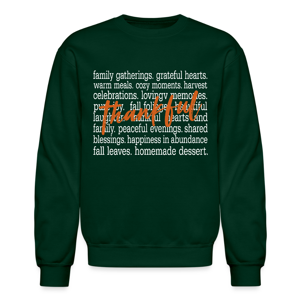 Thankful Word Art (Thanksgiving) Sweatshirt - forest green