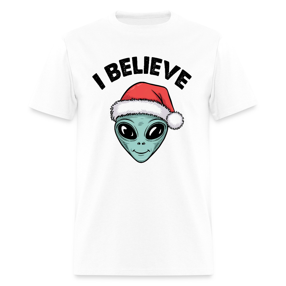 I Believe in Santa T-Shirt – Funny Alien Christmas Tee Color: white
