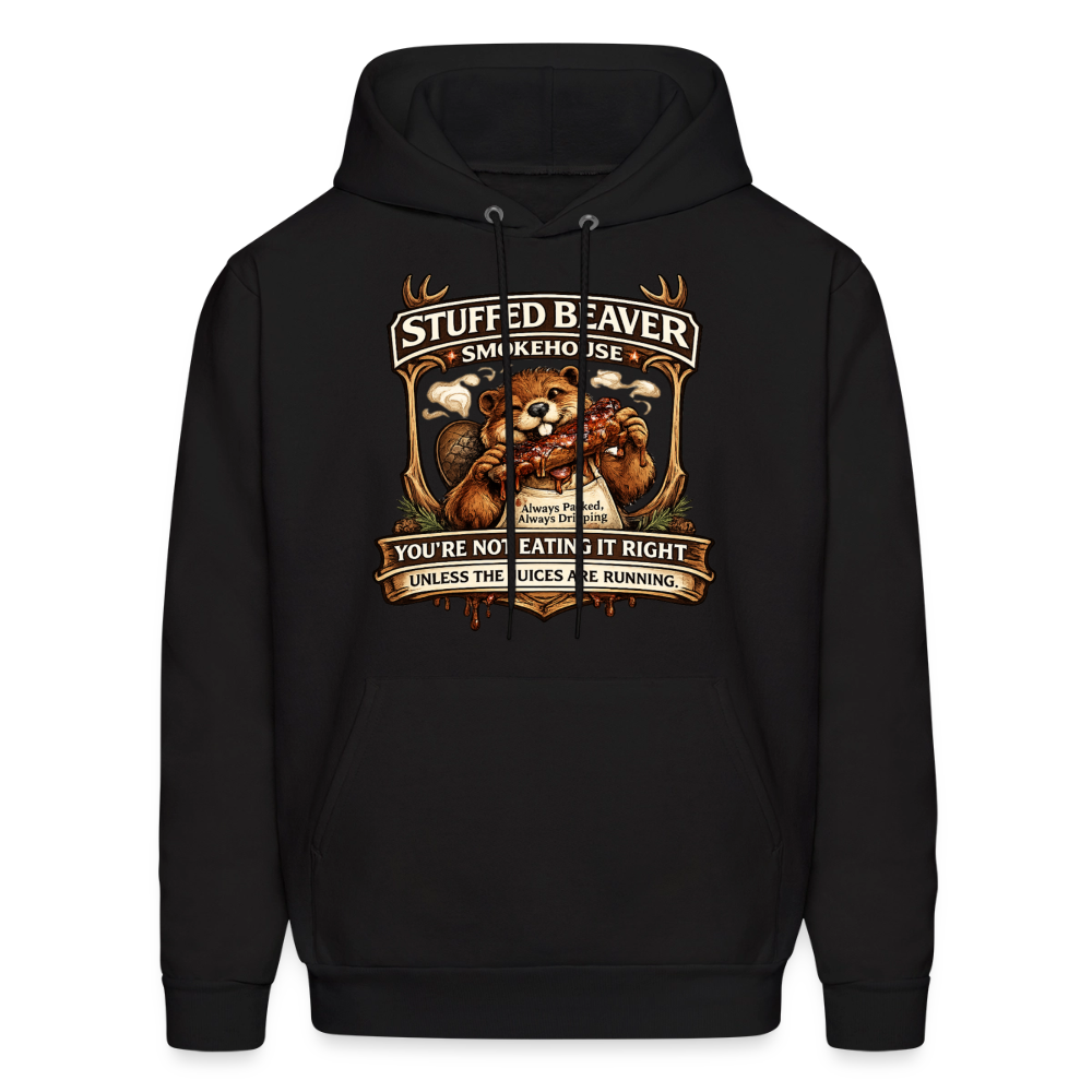 Stuffed Beaver Smokehouse Funny Adult Hoodie Color: Black