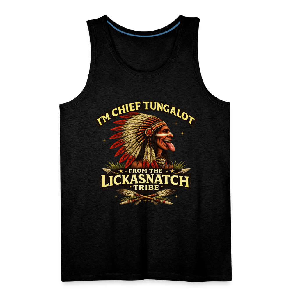 Chief Tungalot Lickasnatch Tribe Funny Tank Top Color: Royal Blue