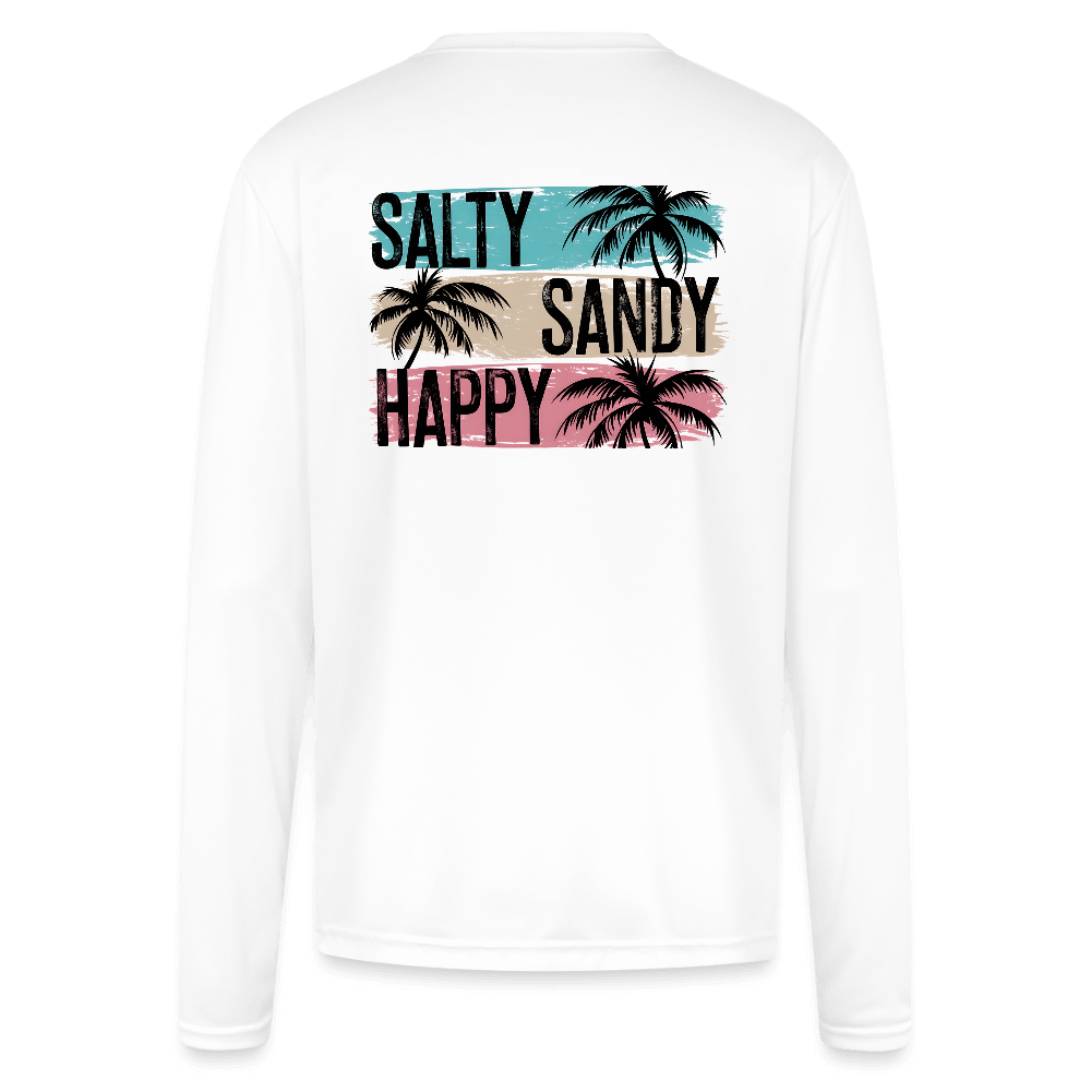 Salty Sandy Happy Beach Performance Shirt – UPF 44+ Color: white