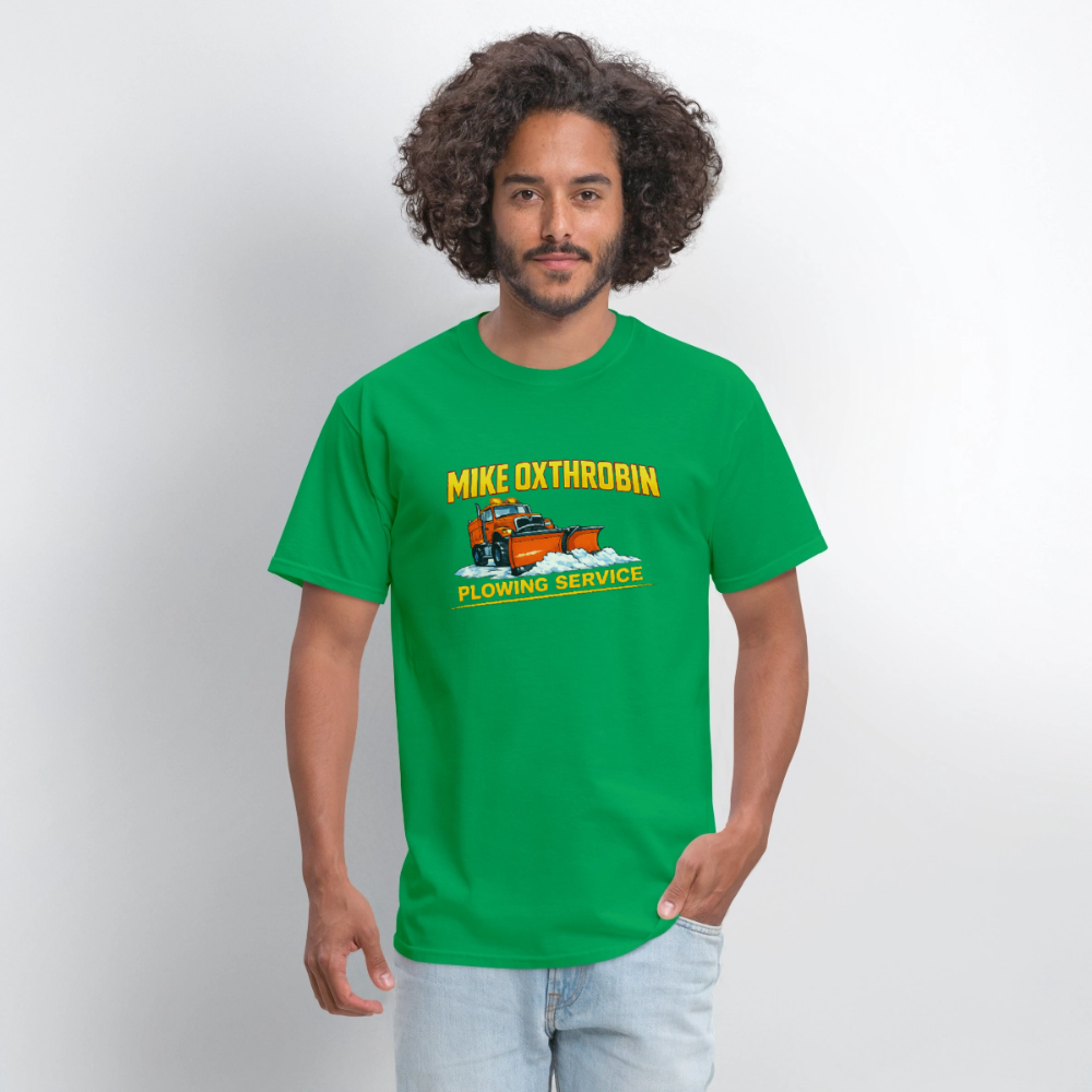 Mike Oxthrobin Plowing Service T-shirt - bright green