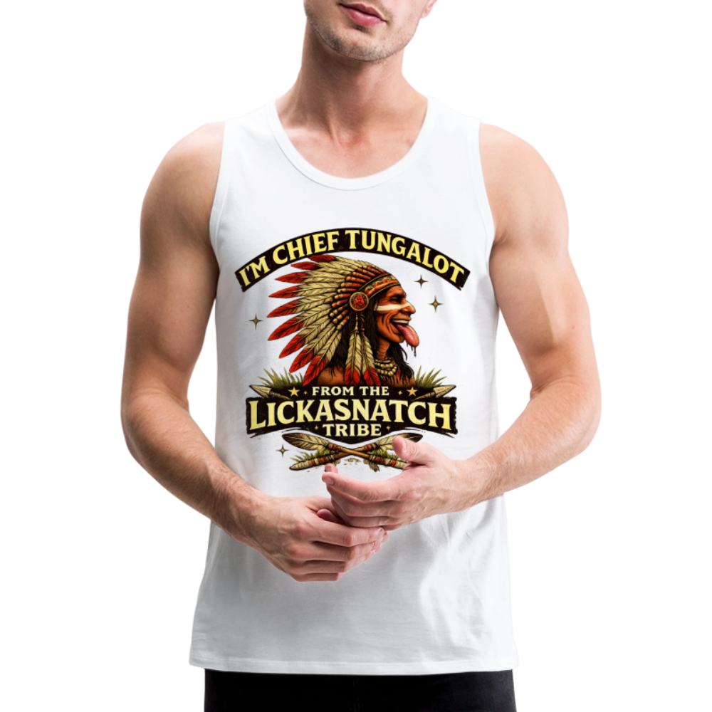 Chief Tungalot Lickasnatch Tribe Funny Tank Top Color: Royal Blue