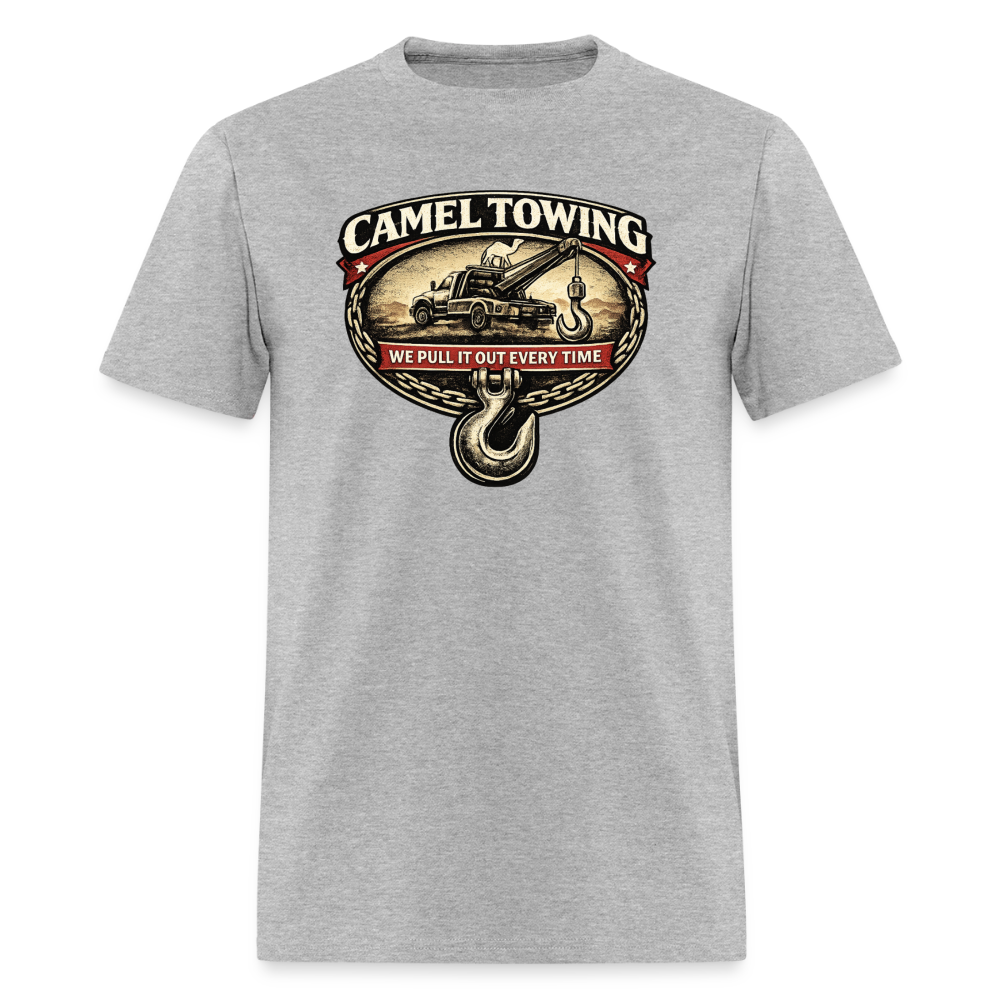 Camel Towing Funny Adult Humor T-Shirt Color: Heather Gray