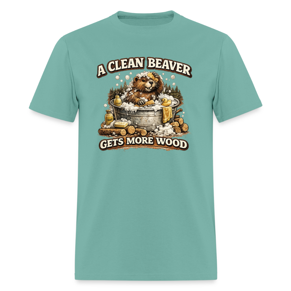 A Clean Beaver Gets More Wood Funny Adult Humor Tee Color: Aquatic