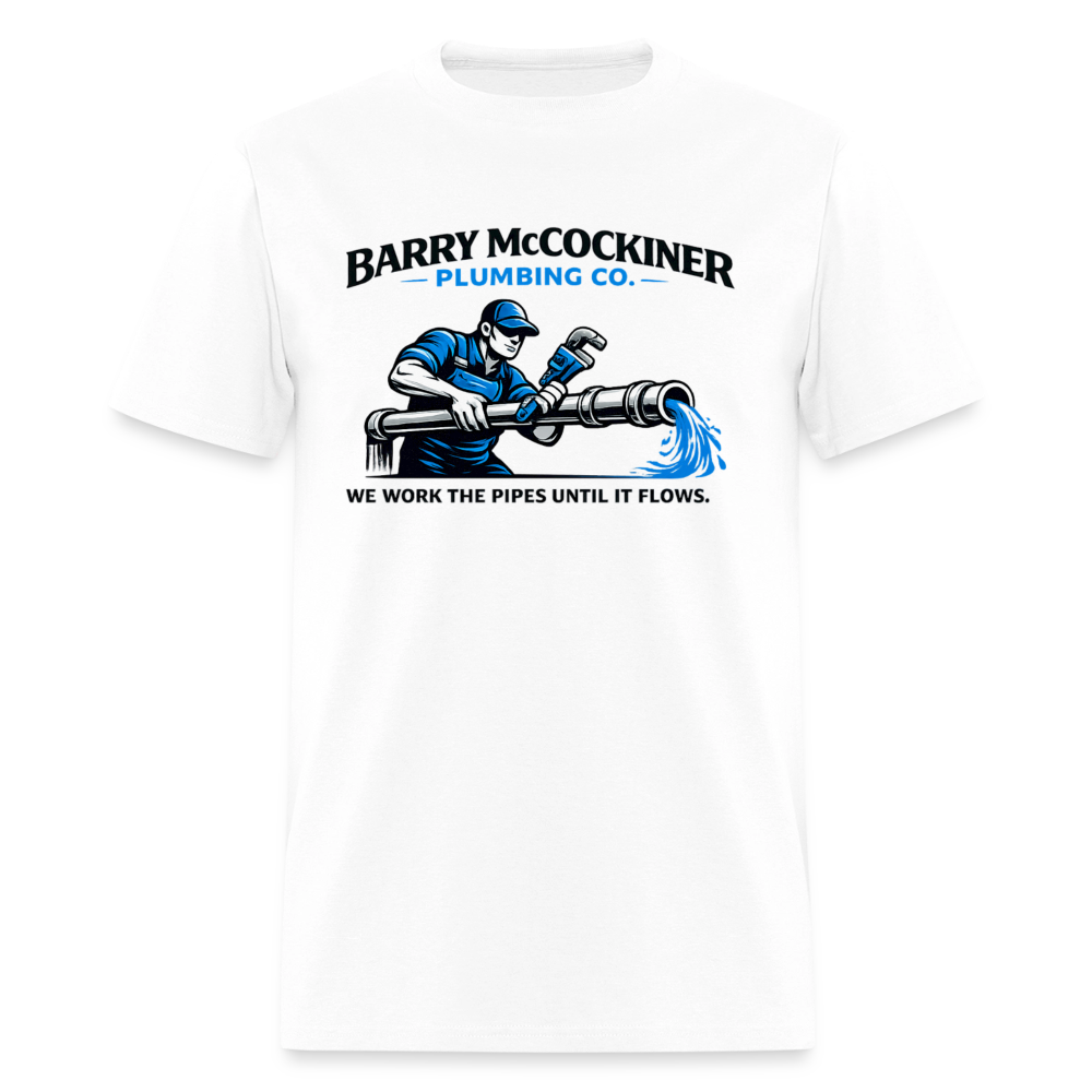 Barry McCockiner Plumbing Funny T-Shirt - white