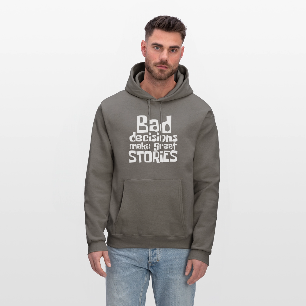 Bad Decisions Make Great Stories Hoodie (White Letters) - asphalt gray