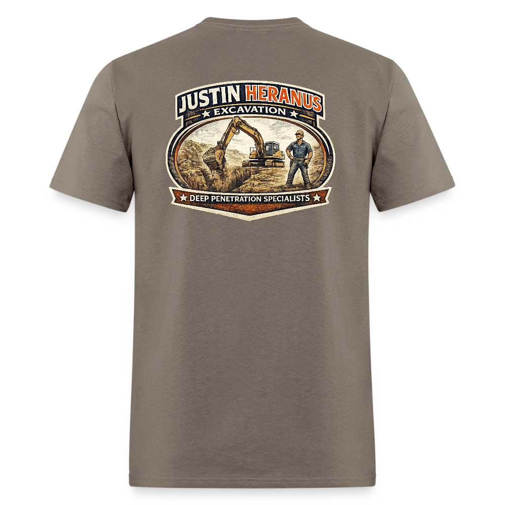 Justin Heranus Drilling Co Double-Sided Funny Humor Tee Color: safari