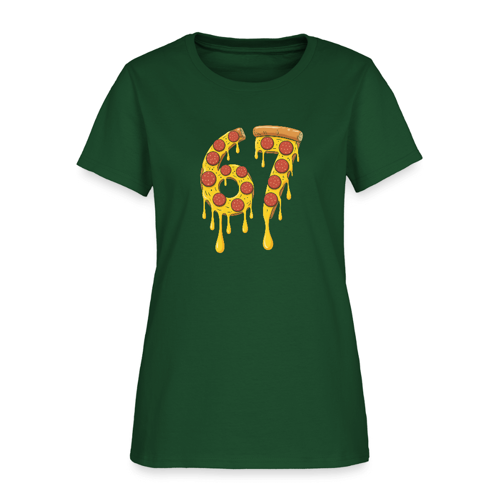 Six Seven 67 Pizza Women's T-Shirt Color: forest green