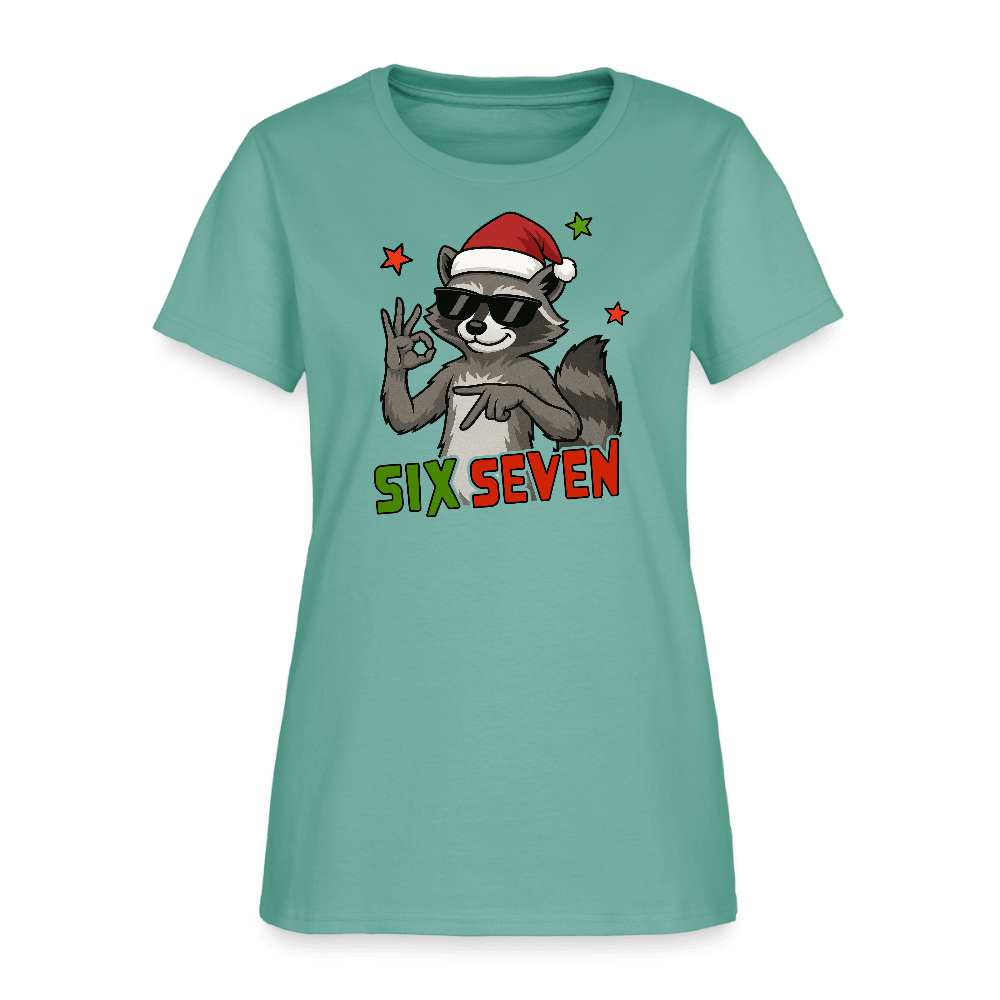 Six Seven 67 Raccoon Women’s T-Shirt Color: aquatic