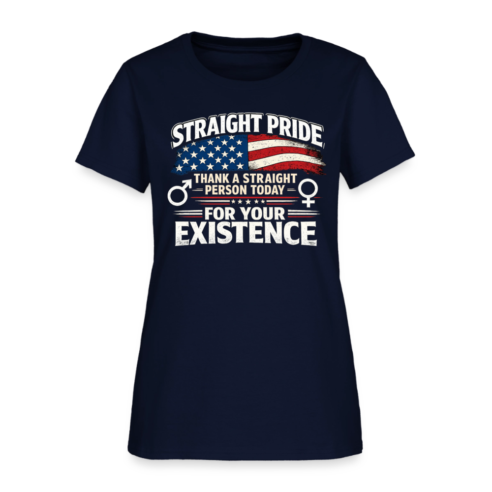 STRAIGHT PRIDE Women’s T-Shirt – Thank a Straight Person Today Color: Black