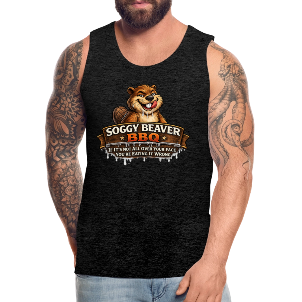 Soggy Beaver BBQ Funny Tank Top Color: Charcoal Grey