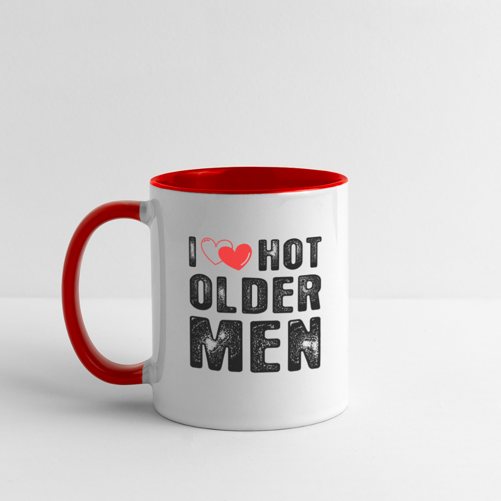 I Heart Hot Older Men (I Love Hot Older Men) Coffee Mug Color: white/red