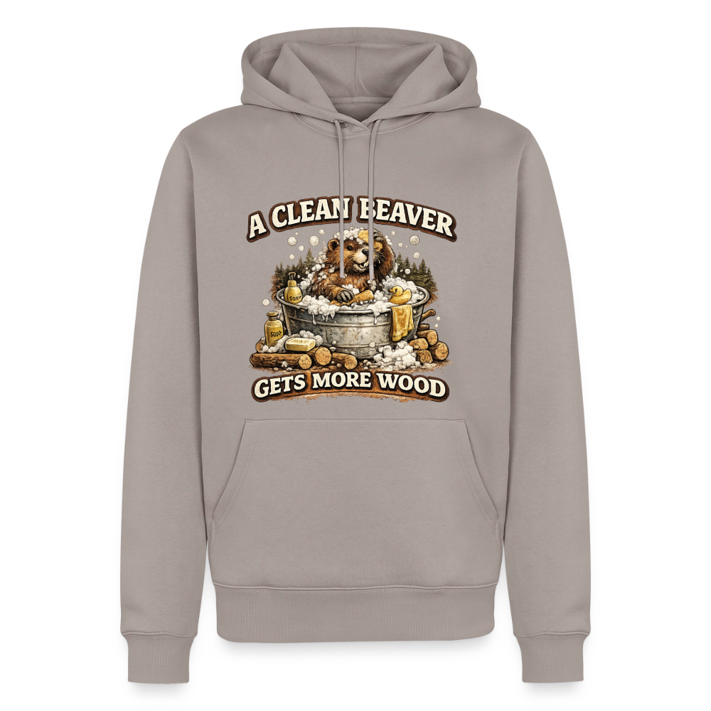 A Clean Beaver Gets More Wood Funny Adult Humor Hoodie Color: taupe