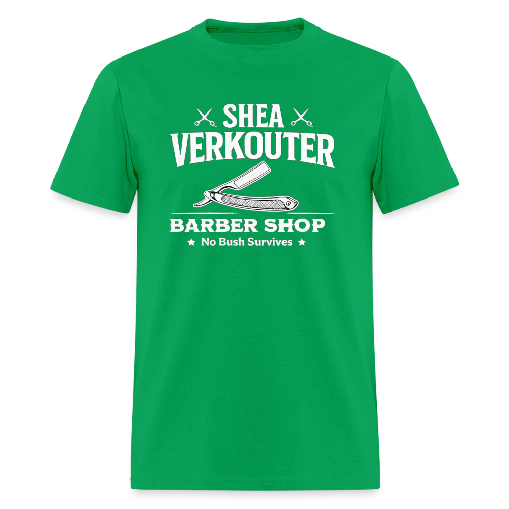 Shea Verkouter Barber Shop Funny Adult Humor T-Shirt Color: Bright Green