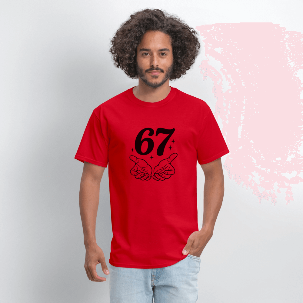 Six Seven 67 Hand Gesture T-Shirt Color: heather gray