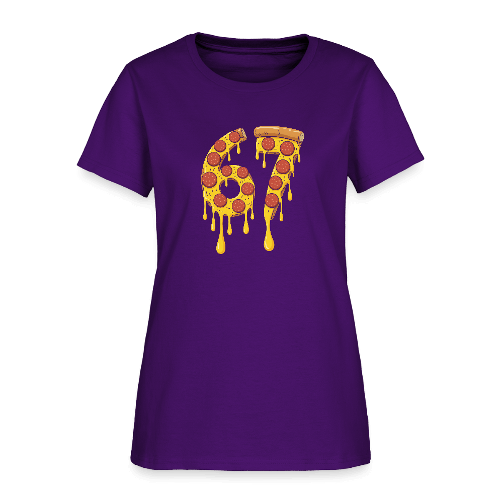 Six Seven 67 Pizza Women's T-Shirt Color: purple