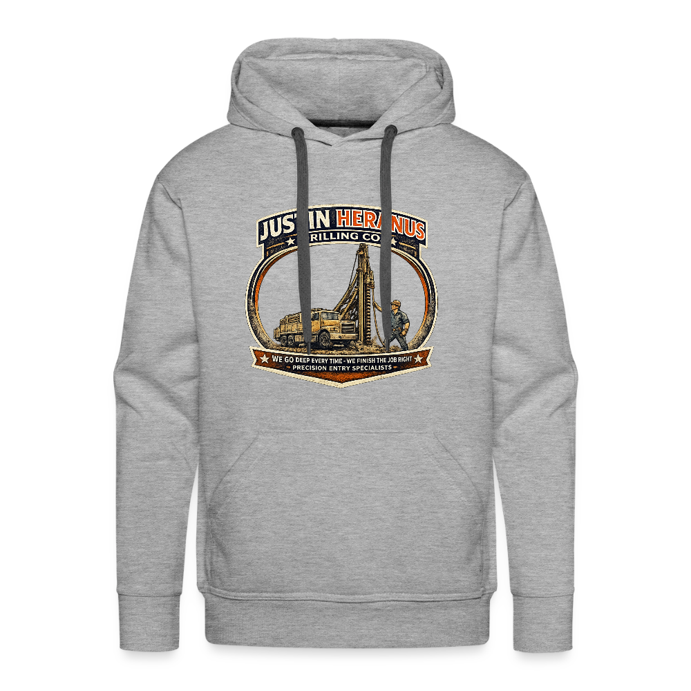 Justin Heranus Drilling Co Hoodie Funny Adult Humor - heather grey