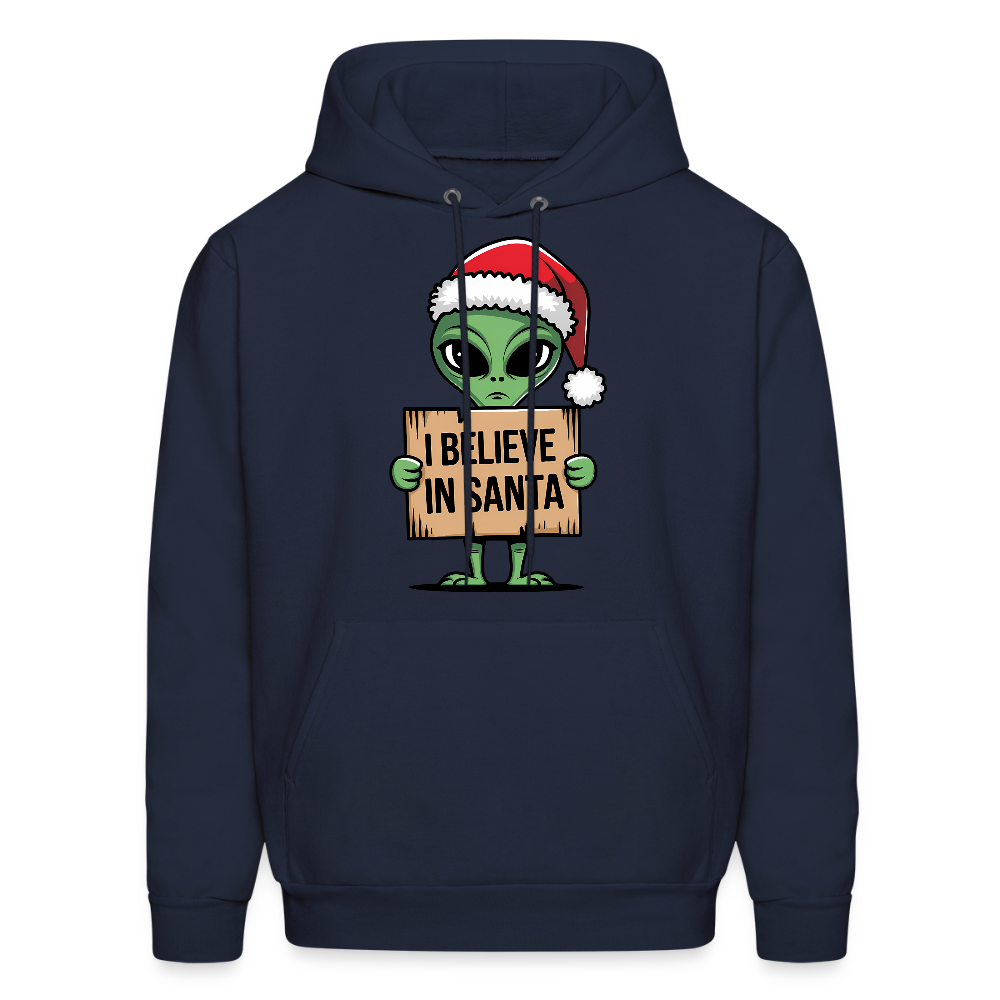 I Believe in Santa Hoodie – Funny Cute Alien Christmas Hoodie Color: navy