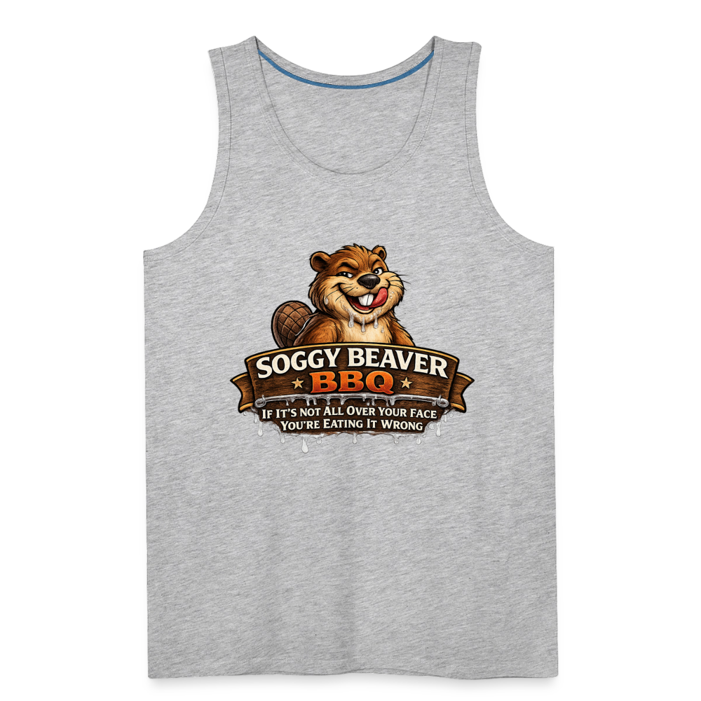Soggy Beaver BBQ Funny Tank Top Color: Charcoal Grey