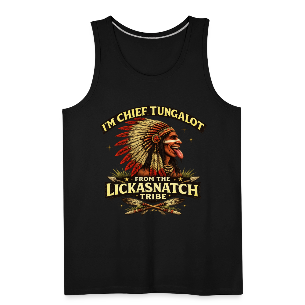Chief Tungalot Lickasnatch Tribe Funny Tank Top Color: Royal Blue