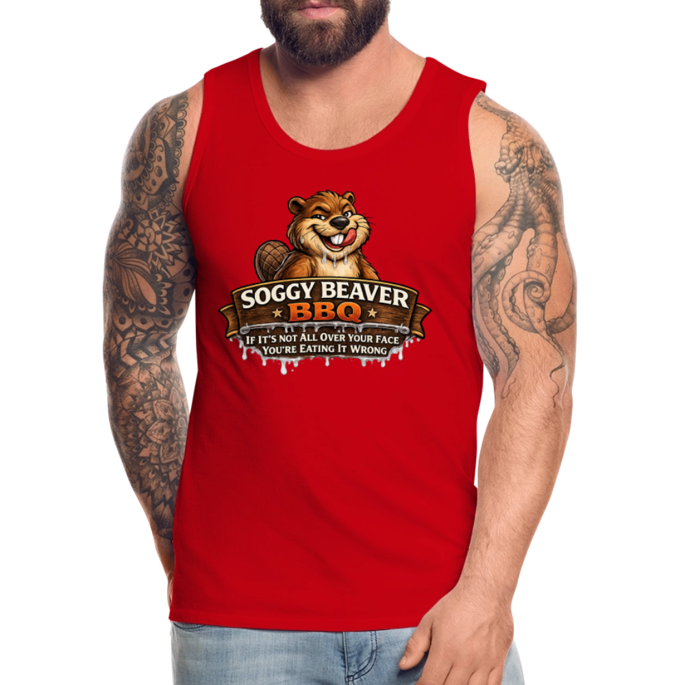 Soggy Beaver BBQ Funny Tank Top Color: Charcoal Grey