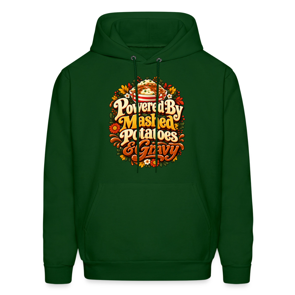 Powered by Mashed Potatoes & Gravy – Fall Floral Hoodie - forest green