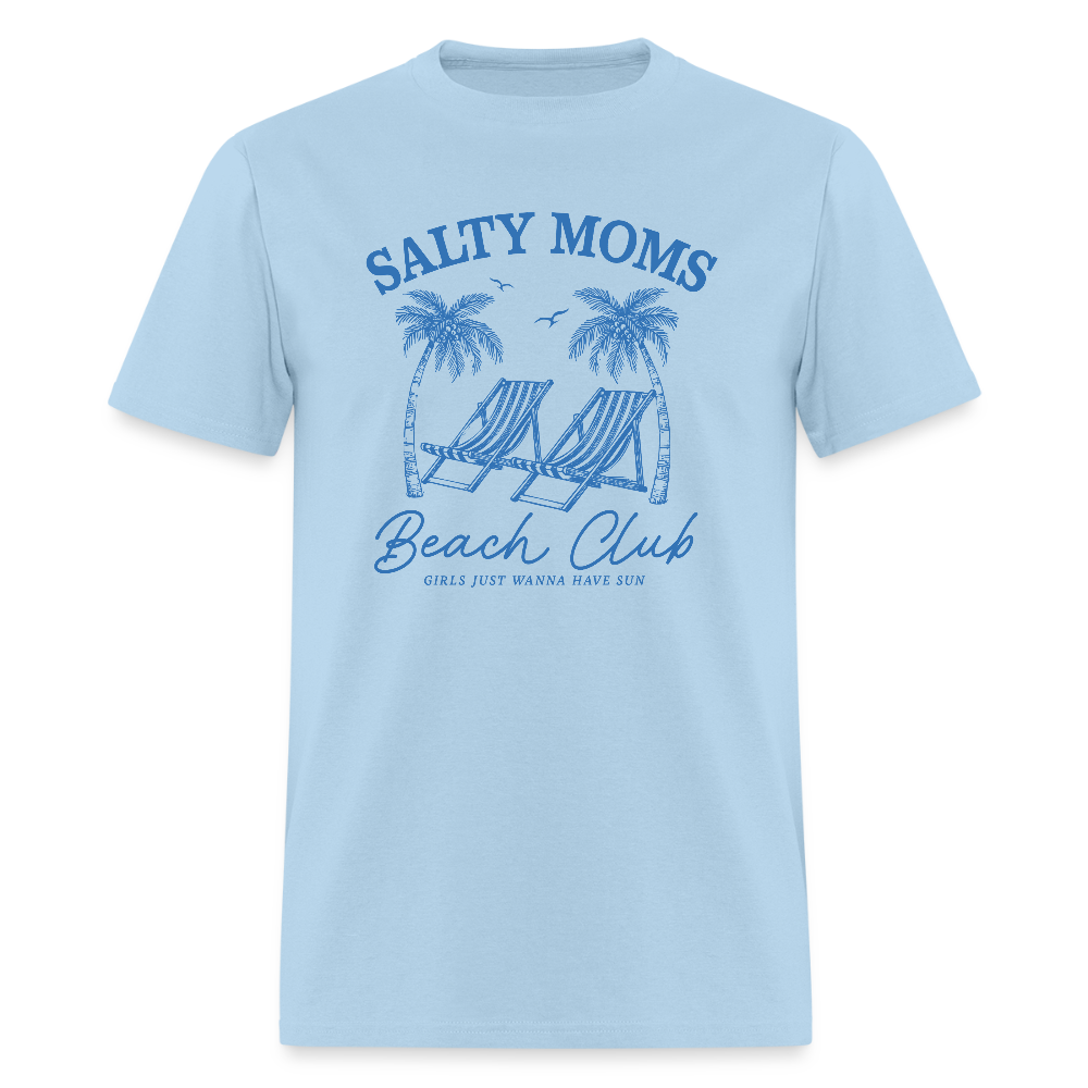 Salty Moms Beach Club T-Shirt Color: powder blue