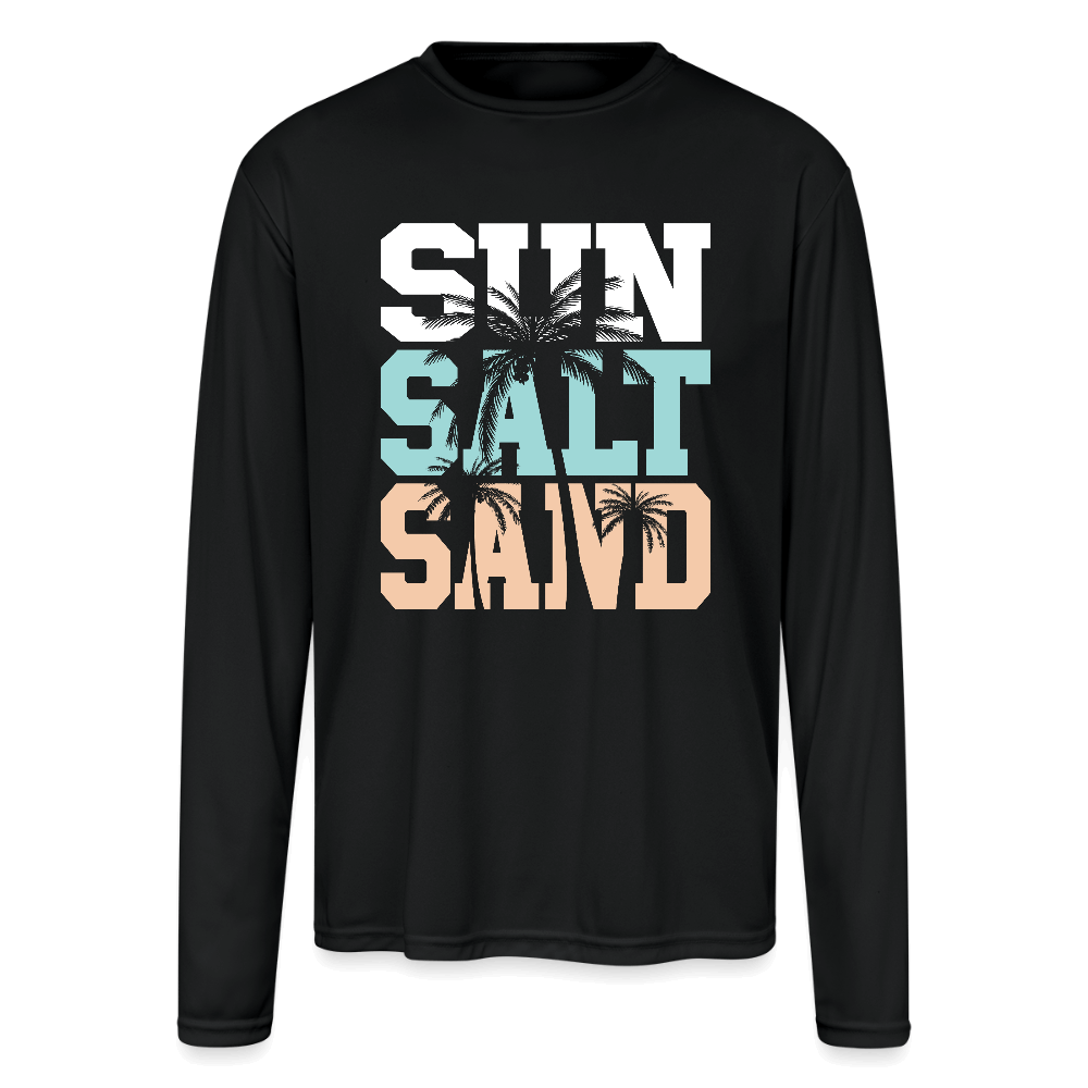 Sun Salt Sand Long Sleeve Beach Shirt with Palm Trees Color: black