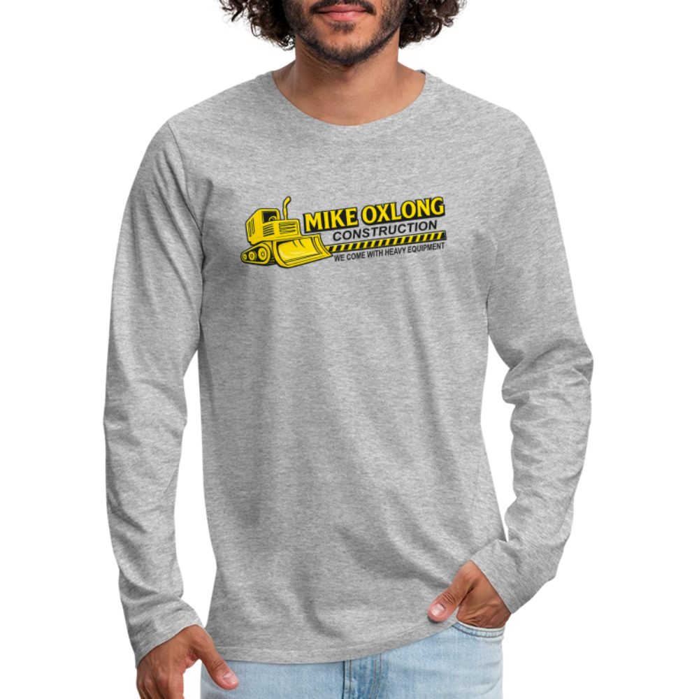 Mike Oxlong Construction Long Sleeve T-Shirt – Funny Adult Humor - heather gray