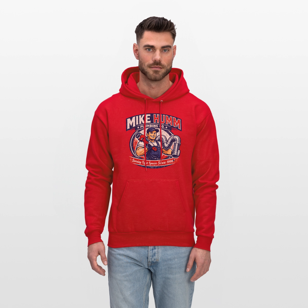 Mike Humm Plumbing Hoodie (Adult Humor) - red