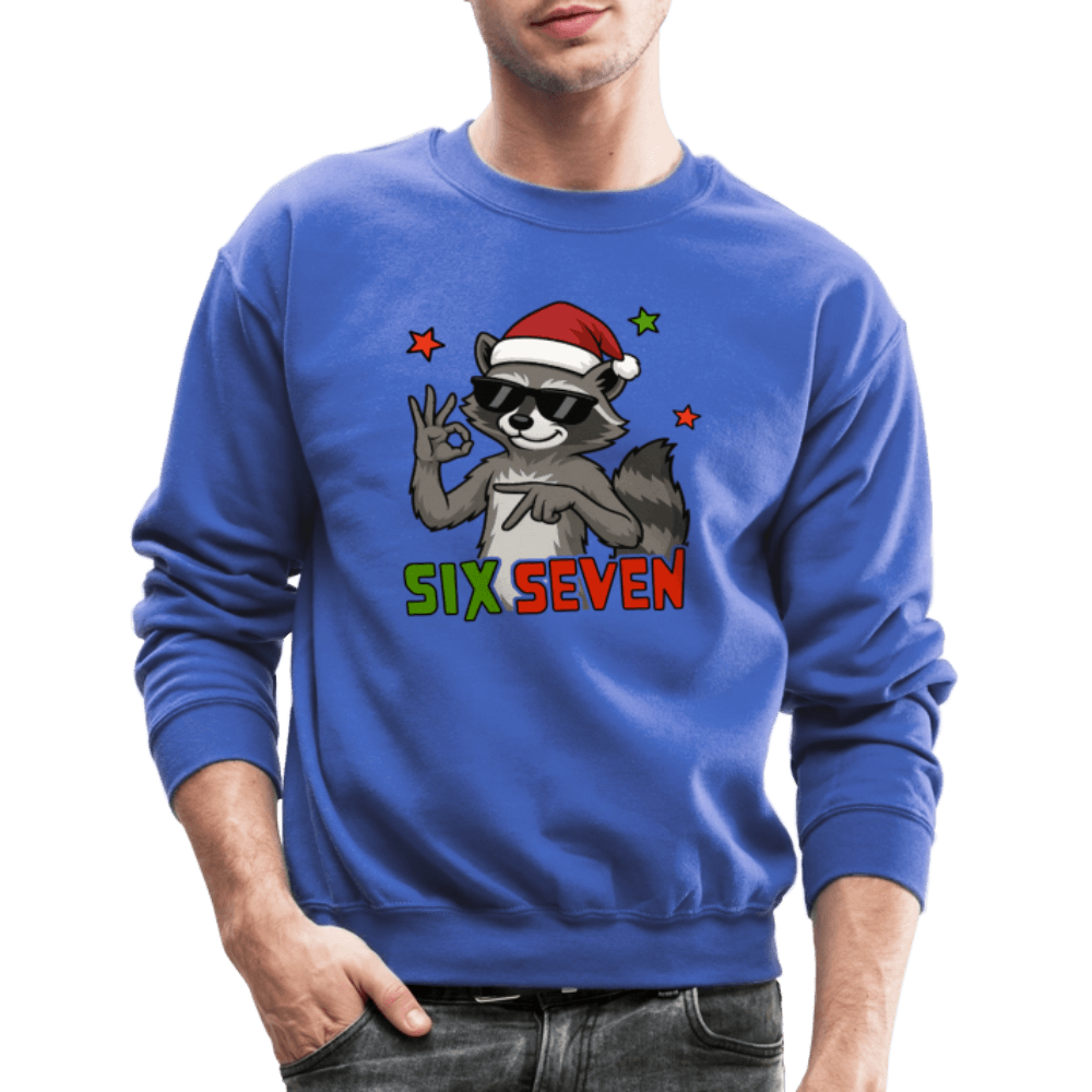 Six Seven 67 Raccoon Christmas Sweatshirt Color: forest green