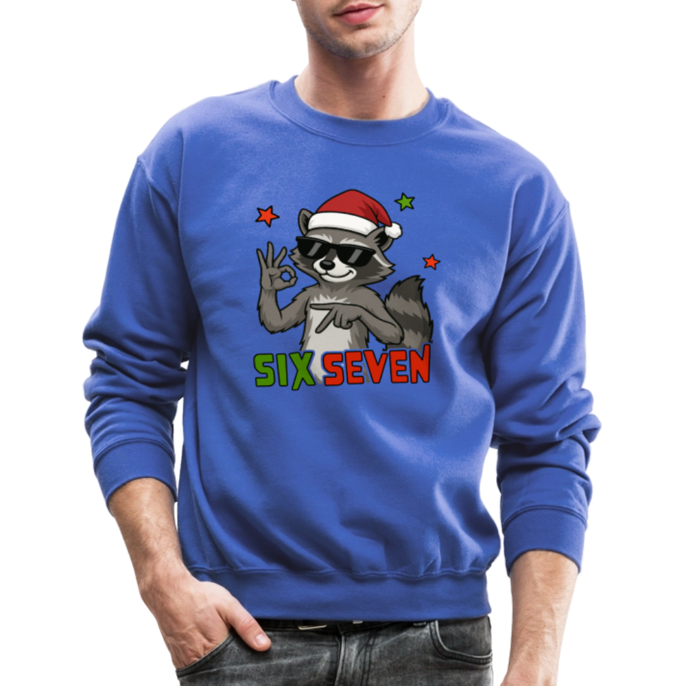 Six Seven 67 Raccoon Christmas Sweatshirt - royal blue