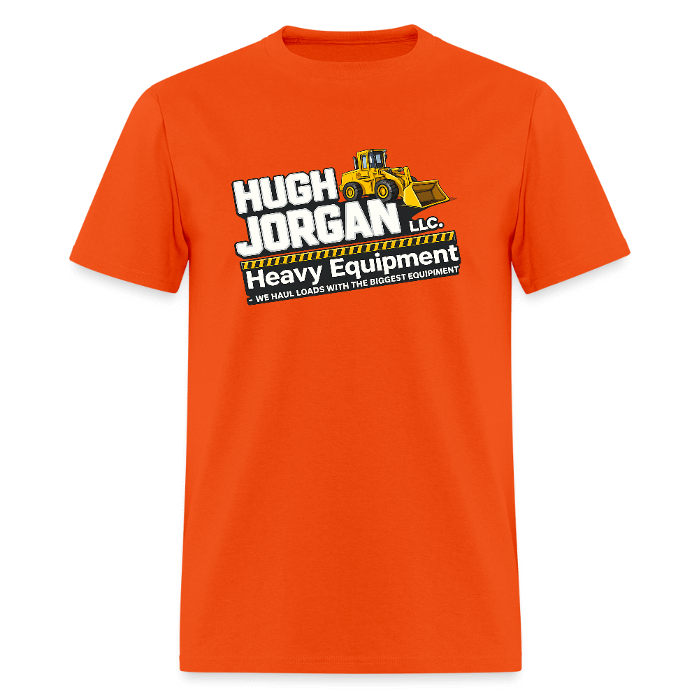 Hugh Jorgan T-Shirt – Heavy Equipment Adult Humor Tee Color: orange