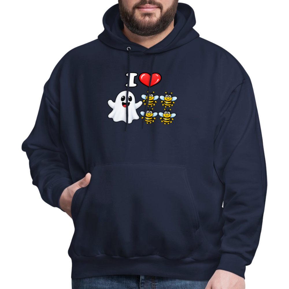 I Heart Boo Bees Hoodie – Funny Halloween Adult Humor - navy