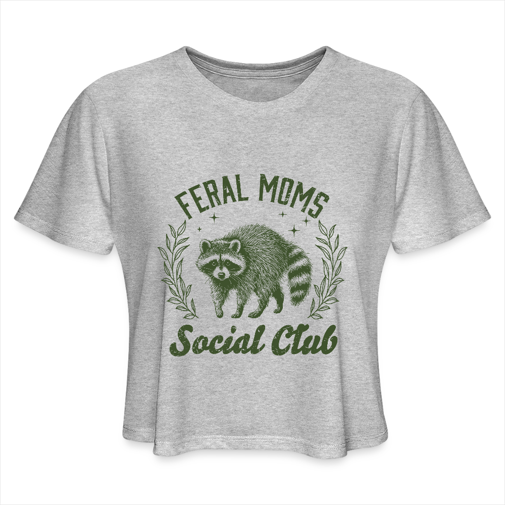 Feral Mom's Social Club Women's Cropped Top T-Shirt - heather gray