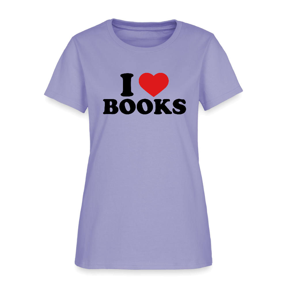 I Love Books Women’s T-Shirt Color: lavender