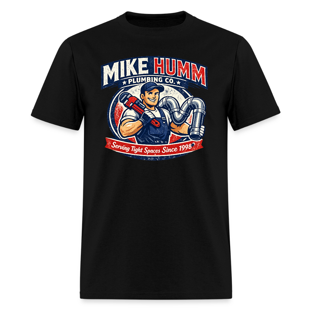 Mike Humm Plumbing T-Shirt (Adult Humor) Color: black