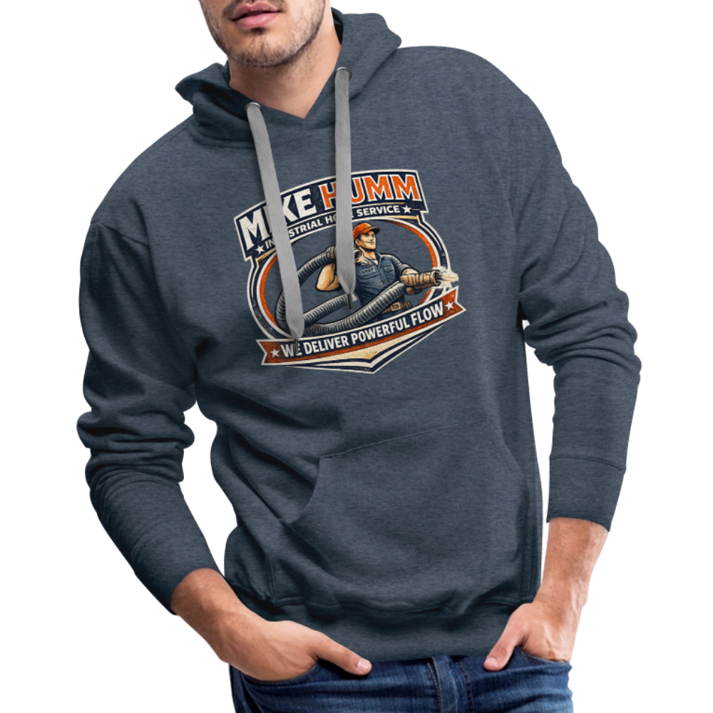 Mike Humm Industrial Hose Hoodie Funny Adult Humor - heather denim
