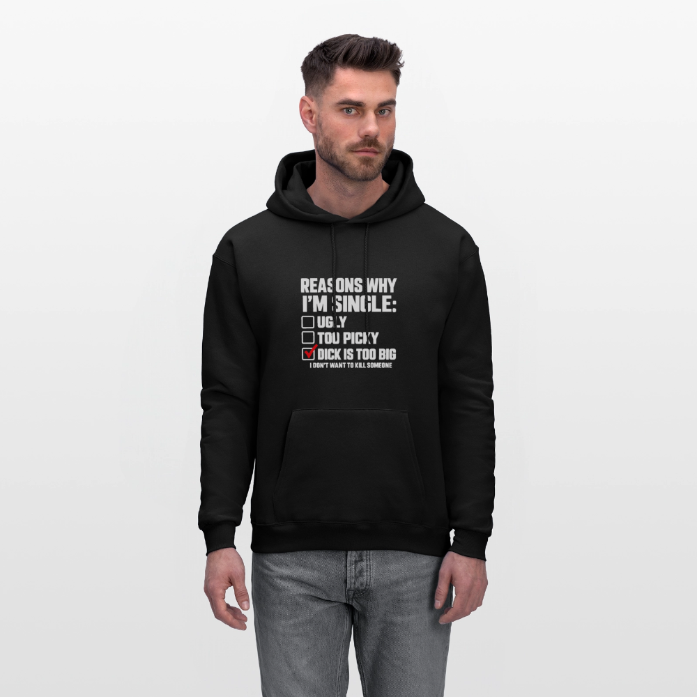Reasons Why I'm Single Funny Adult Humor Hoodie – Dirty Joke Graphic Hoodie Color: Denim Blue