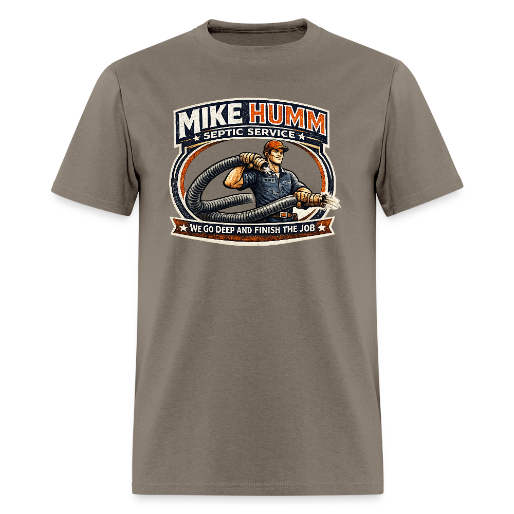 Mike Humm Septic Service T-Shirt Funny Adult Humor Tee Color: safari