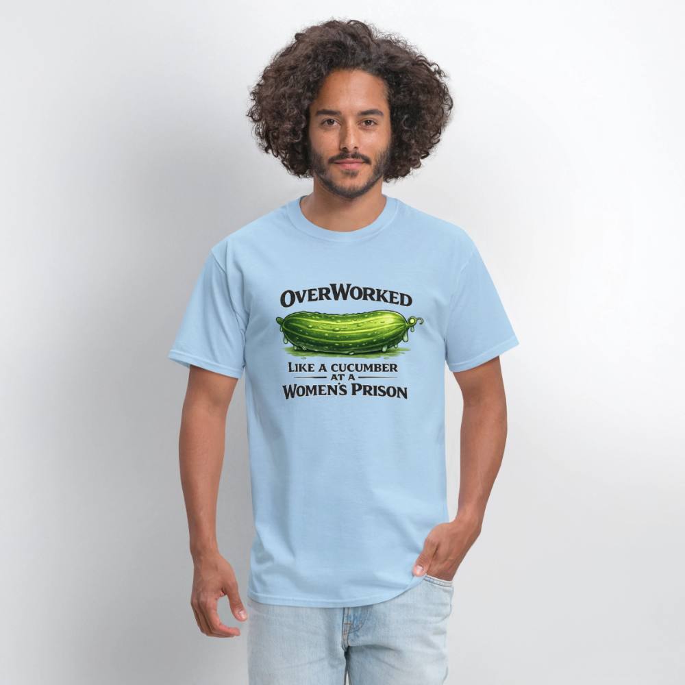 OverWorked Like a Cucumber Funny Adult Humor T-Shirt Color: White