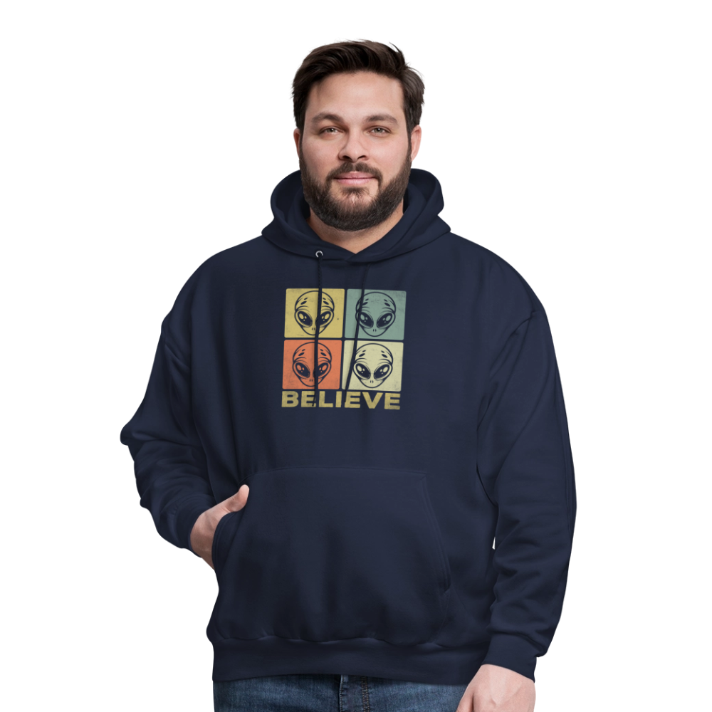 Believe Alien Hoodie – Alien Faces UFO Design - navy