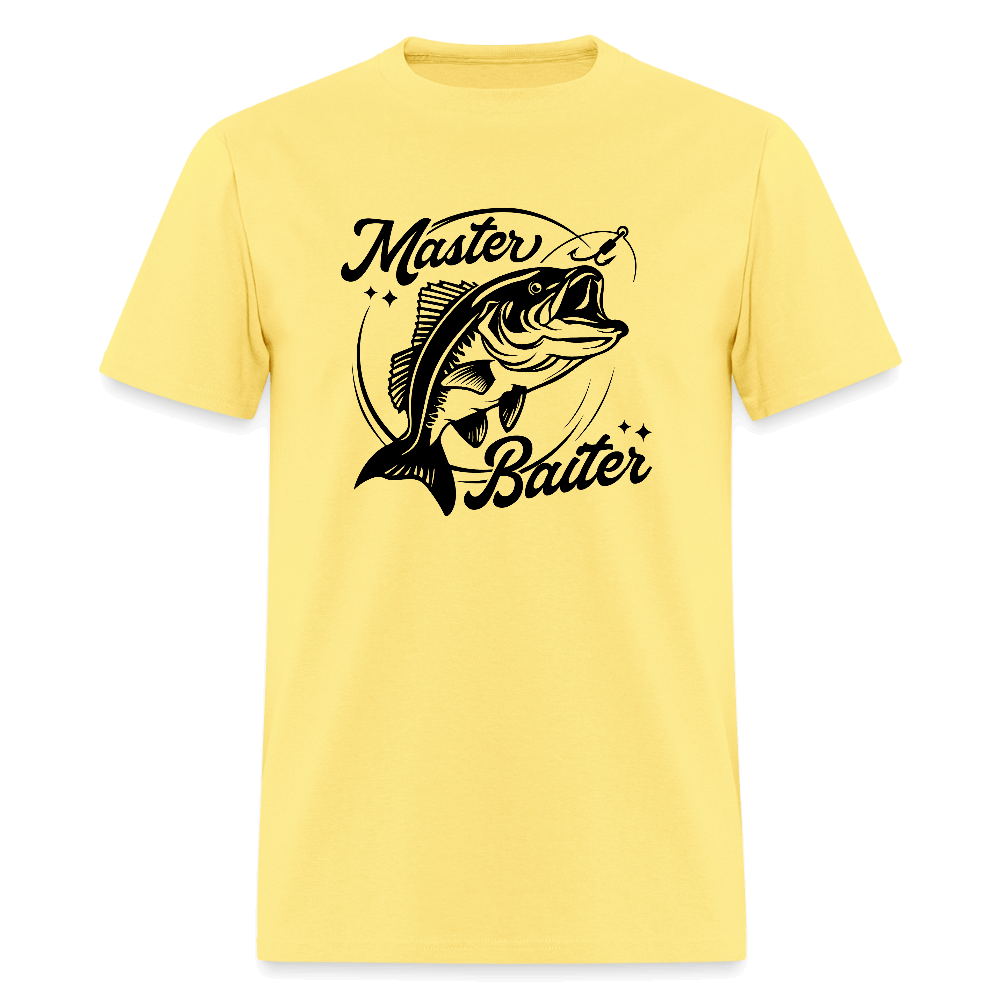 Master Baiter T-Shirt with Fish & Hook Funny Design - cornsilk