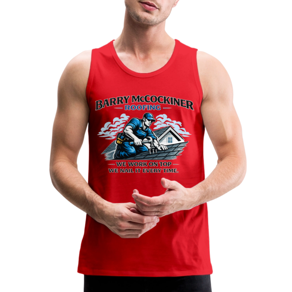 Barry McCockiner Roofing Funny Tank Top Color: Red