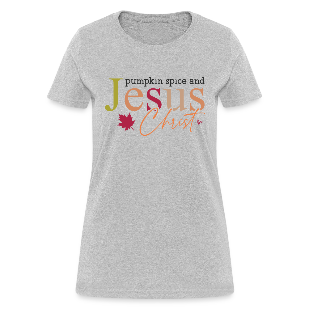 Pumpkin Spice and Jesus Christ Women's Contoured T-Shirt - heather gray