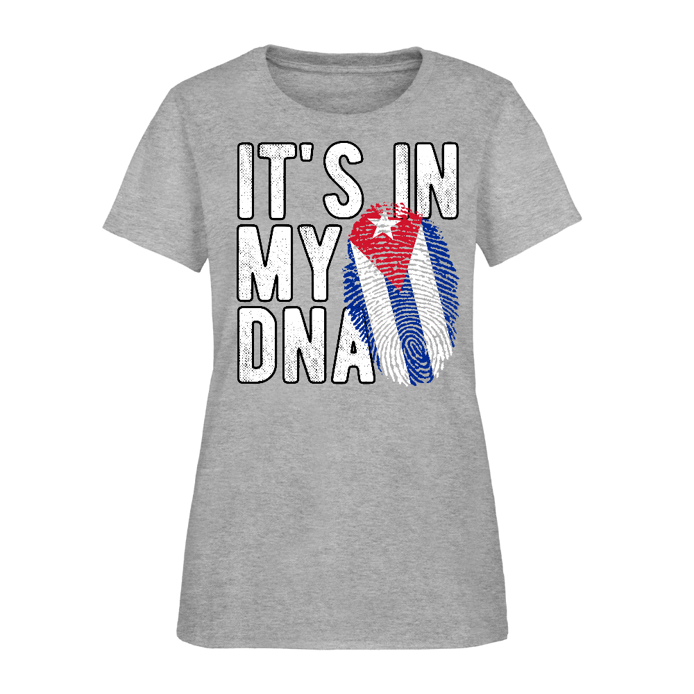 Cuban DNA Women’s T-Shirt – Fingerprint Flag Tee Color: black